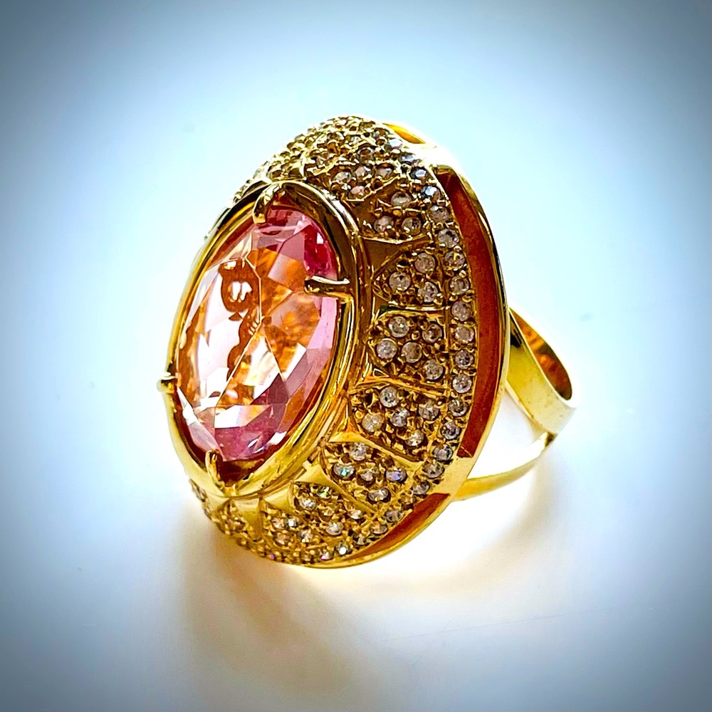 Pink semi precious stone ring